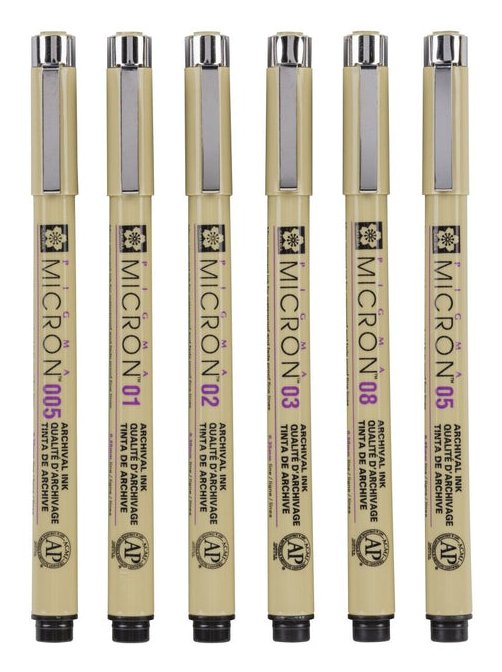 Talens Sakura Rotuladores Permanentes Pigma Micron Fineliner Estuche De 6 Negro