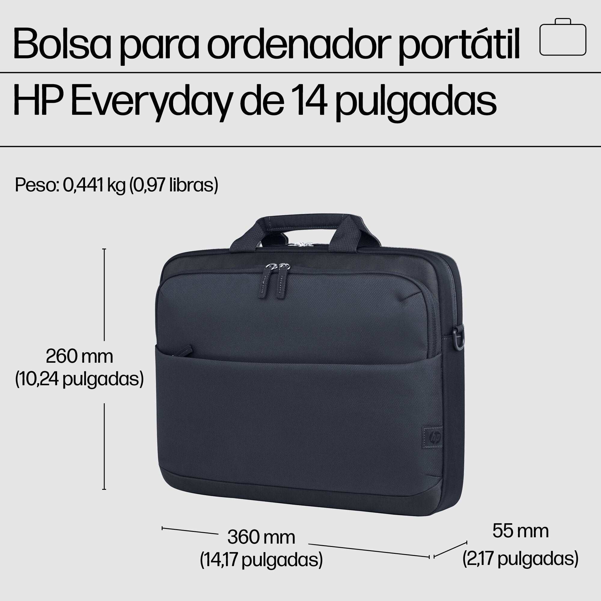 EAN 0198122601943 - HP Everyday 14 Odyssey Gray Laptop Bag 35,8 cm (14.1") Maletín Gris imagen 3
