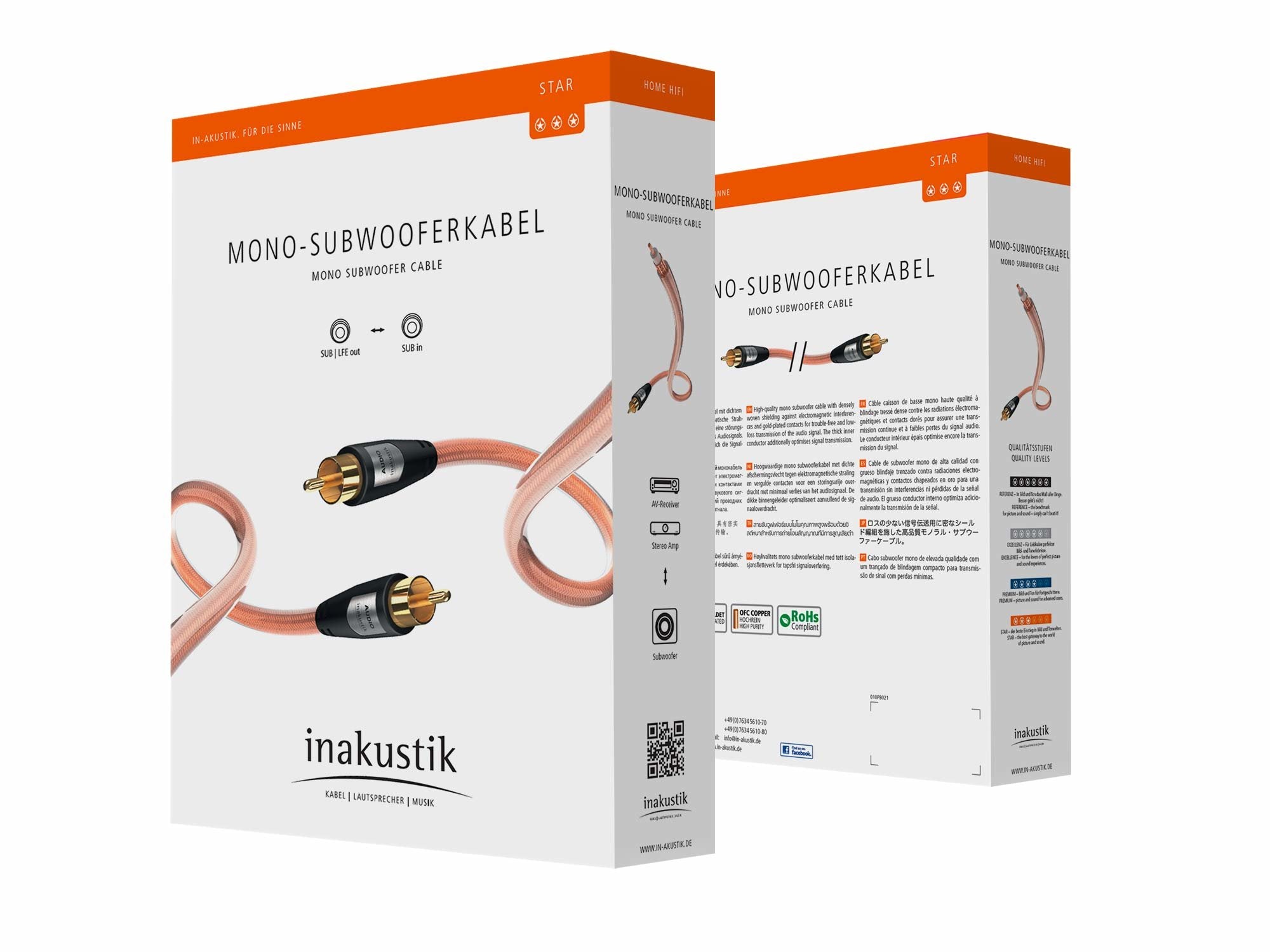 In-Akustik Star Ii Subwoofer Cable Mono Cinch - 2x Cinch 2,0m