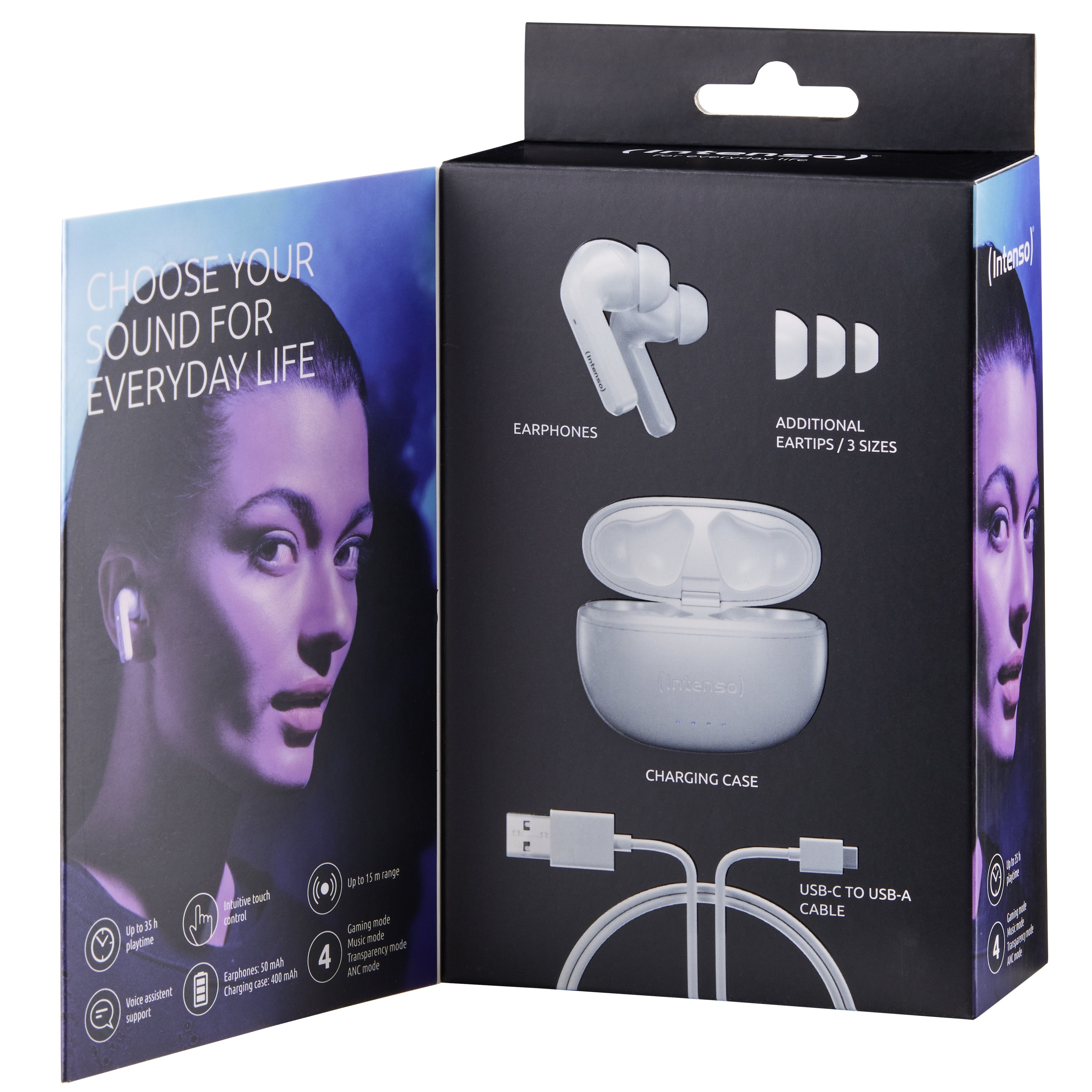 Intenso Buds T302a Auriculares Tws Con Anc White
