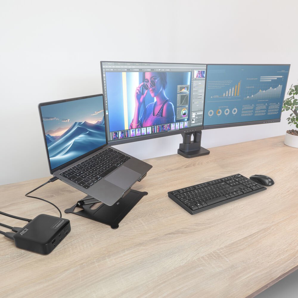 Estación De Acoplamiento Universal Usb-C 4k, Para 2 Monitores Hdmi, Displaylink, Modelo Compacto