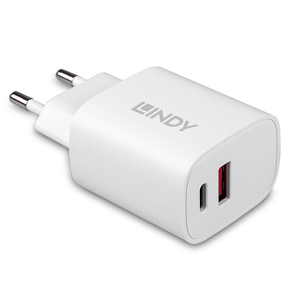 Lindy 73413 Cargador De Pared Usb Typ A & C 20w, Blanco