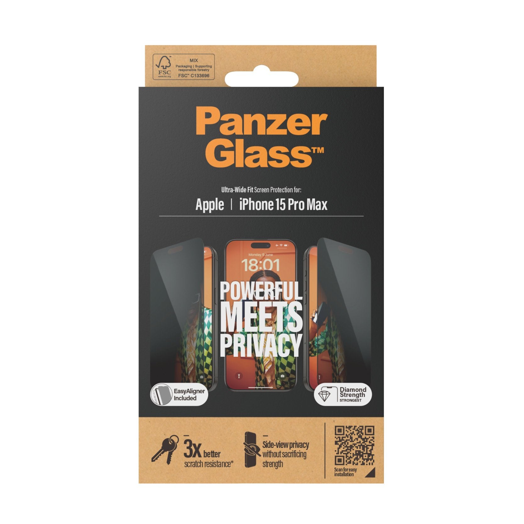 EAN 5711724128127 - PanzerGlass ® Privacy Screen Protector iPhone 15 Pro Max | Ultra-Wide Fit w. EasyAligner Protector de pan imagen 3