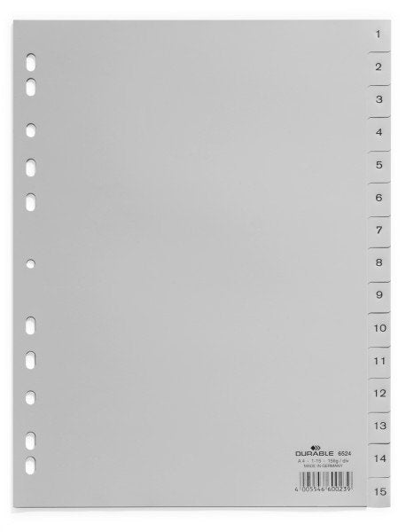 Regimro Numérico Durable A4 1-15 Pp Tapa Completa. Gris