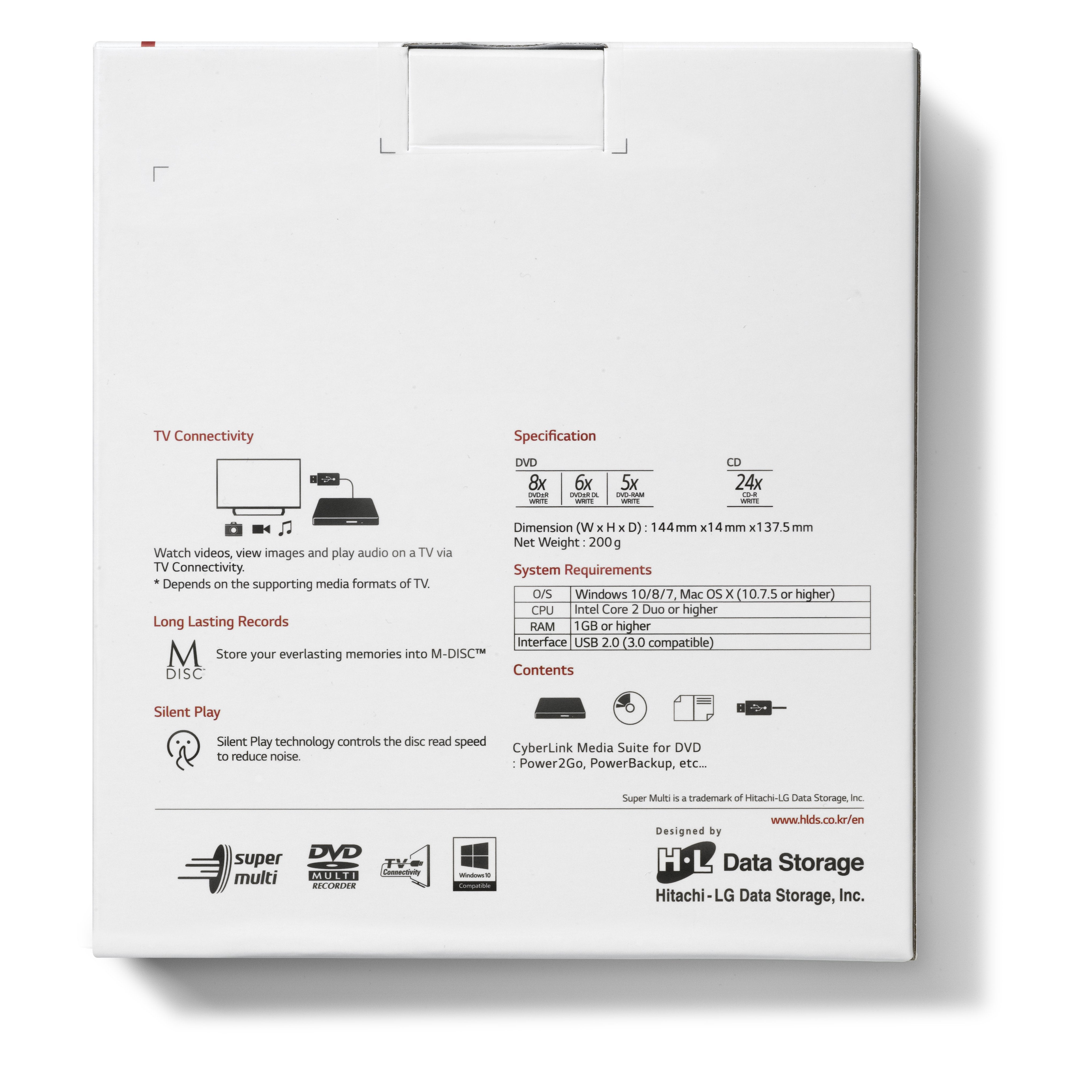 EAN 8806087304329 - Hitachi-LG Slim Portable DVD-Writer unidad de disco óptico DVD±RW Blanco imagen 7