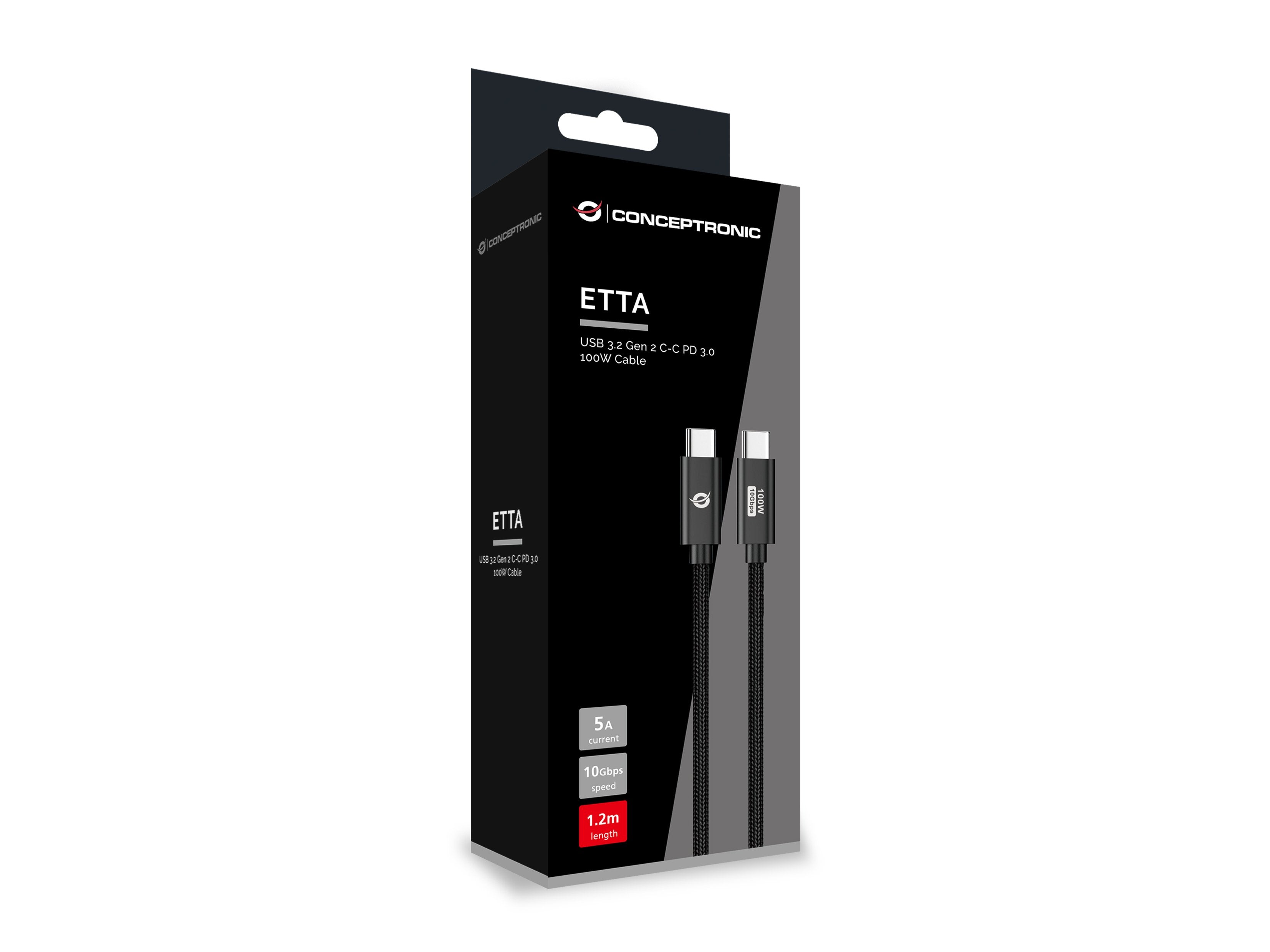 EAN 4015867237908 - Conceptronic ETTA02B12 cable USB USB 3.2 Gen 2 (3.1 Gen 2) 1,2 m USB C Negro imagen 4