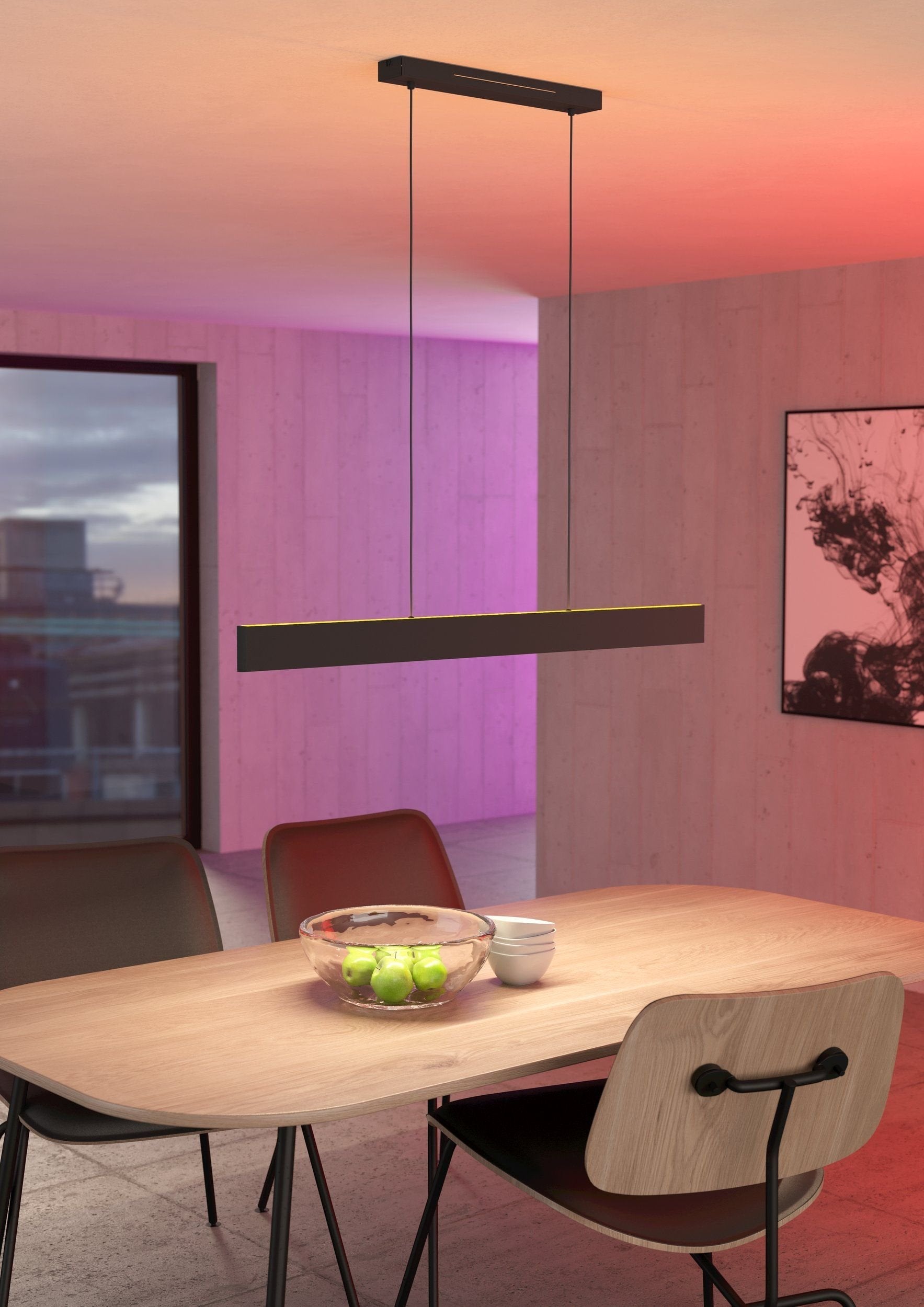 Ceiling Led Lamp Eglo Andreas, 2x19w, Rgb, 4320lm, Black, 117 X 7 X 110 Cm