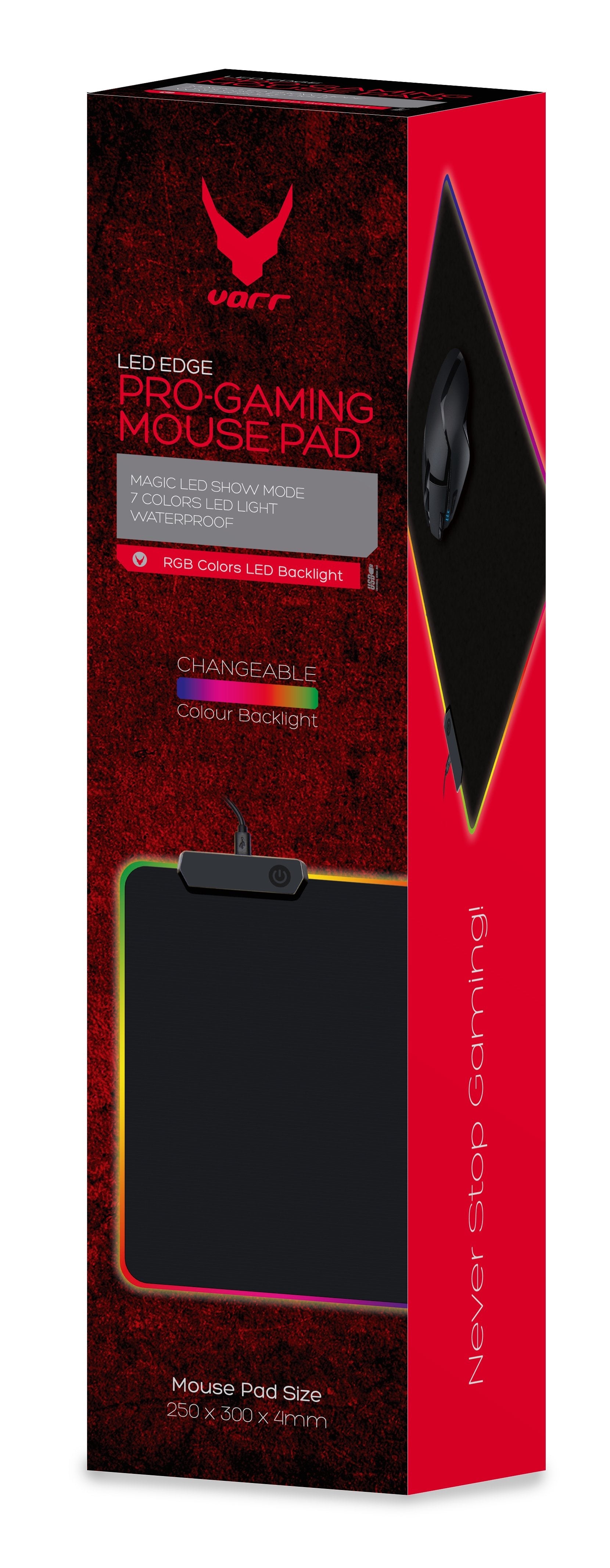 Omega Varr Alfombrilla Raton Pro-Gaming Luz Led Negra