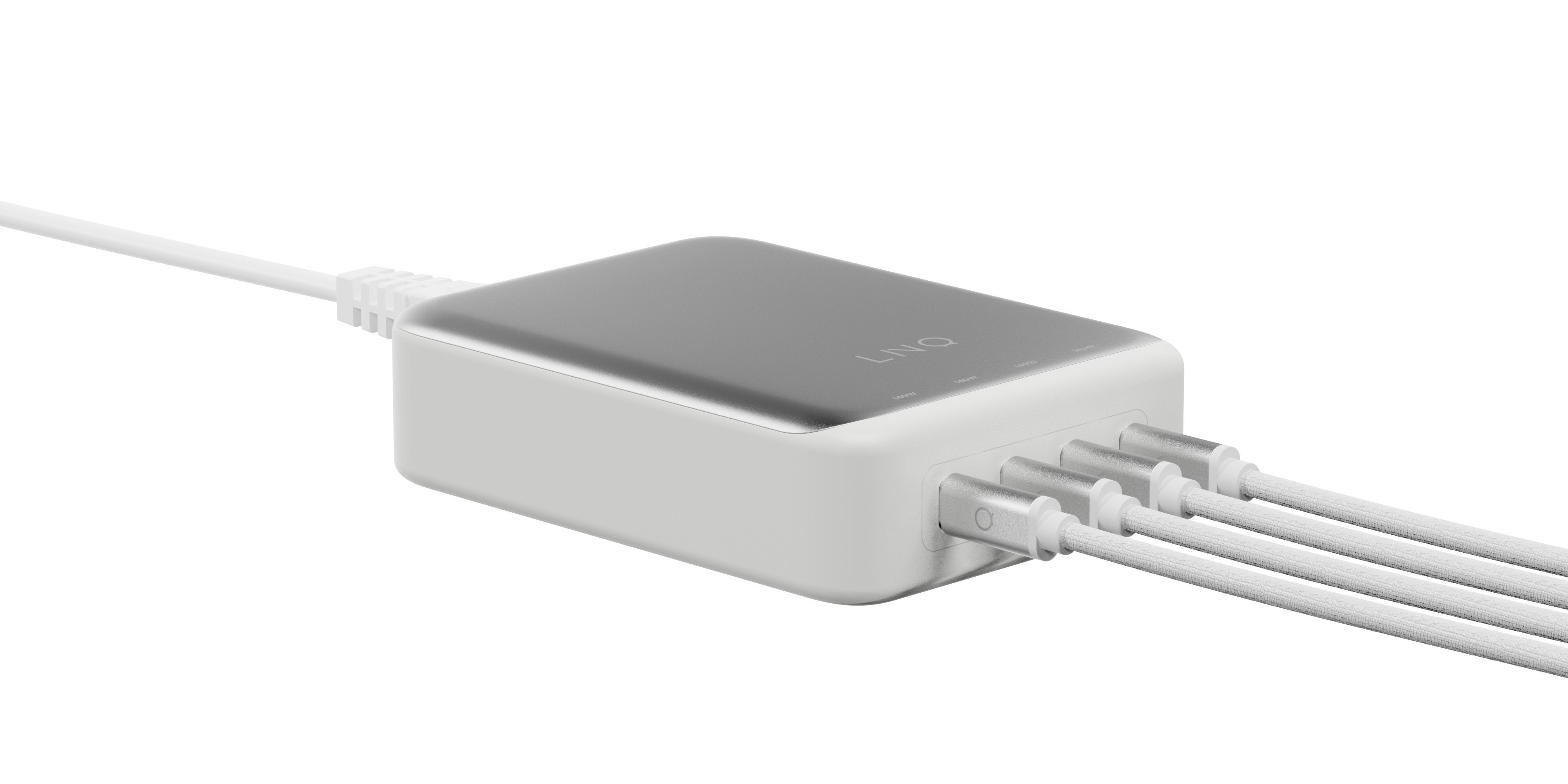 Cargador Escritorio 4xusb-C 240w Gan2 Plata Linq Hasta 240w/ 4xusb-C Pd/ 140w Máximo Por Puerto
