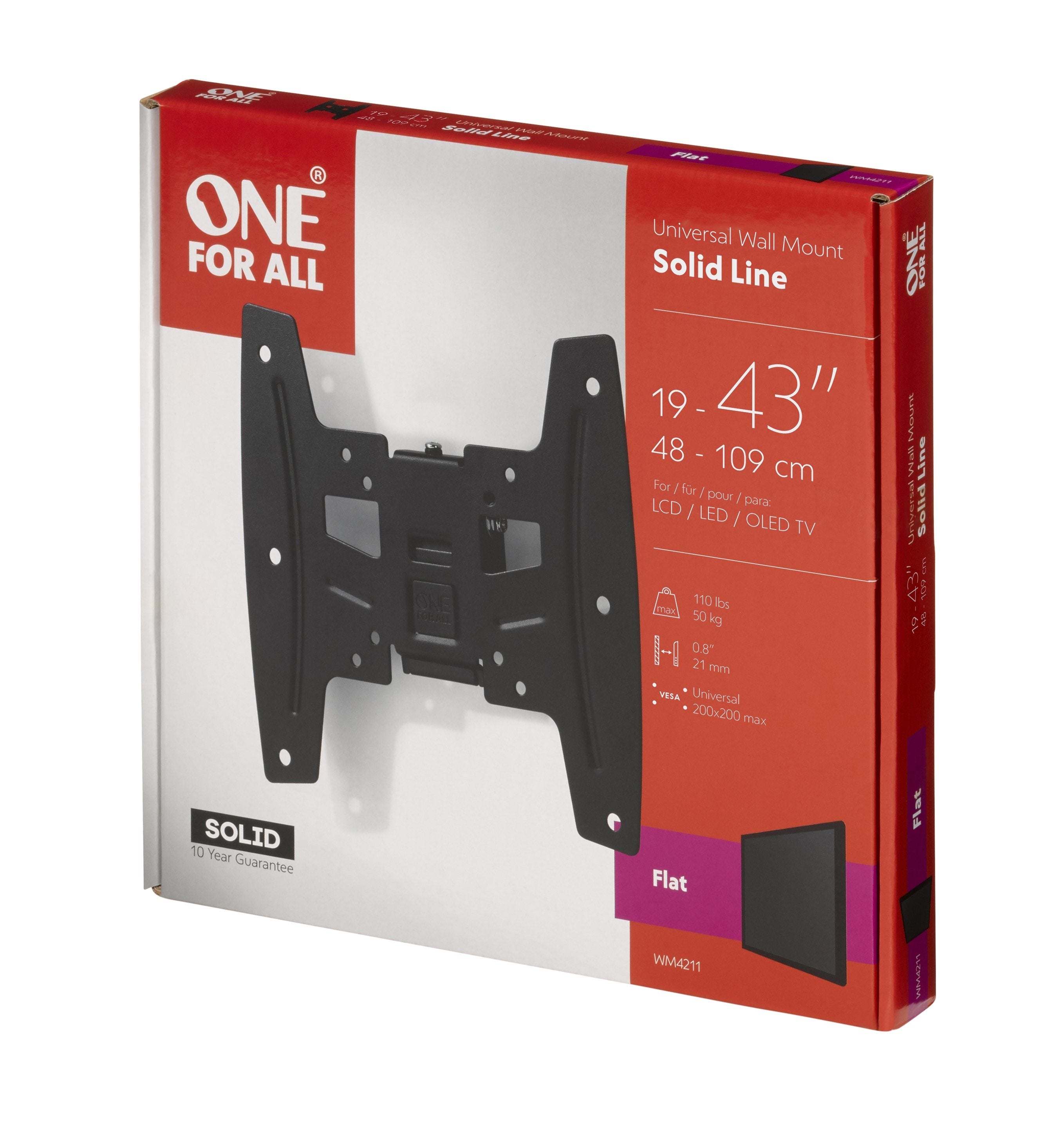 One For All Wm 4211 Soporte De Pared Para Pantalla Plana 106,7 Cm (42") Negro