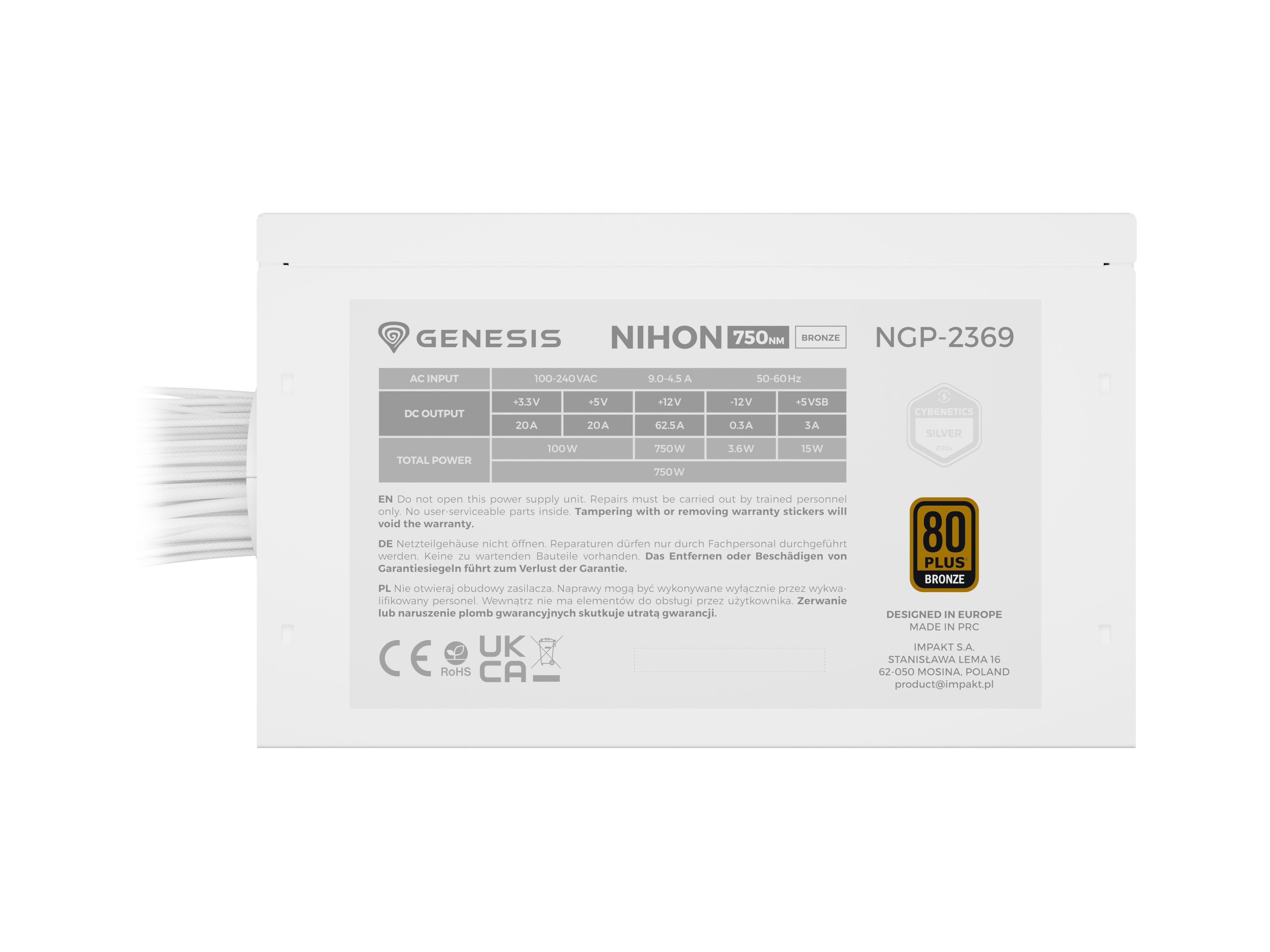 Fuente De Alimentación Genesis Nihon 750nm 750 W 20+4 Pin Atx Atx Negro