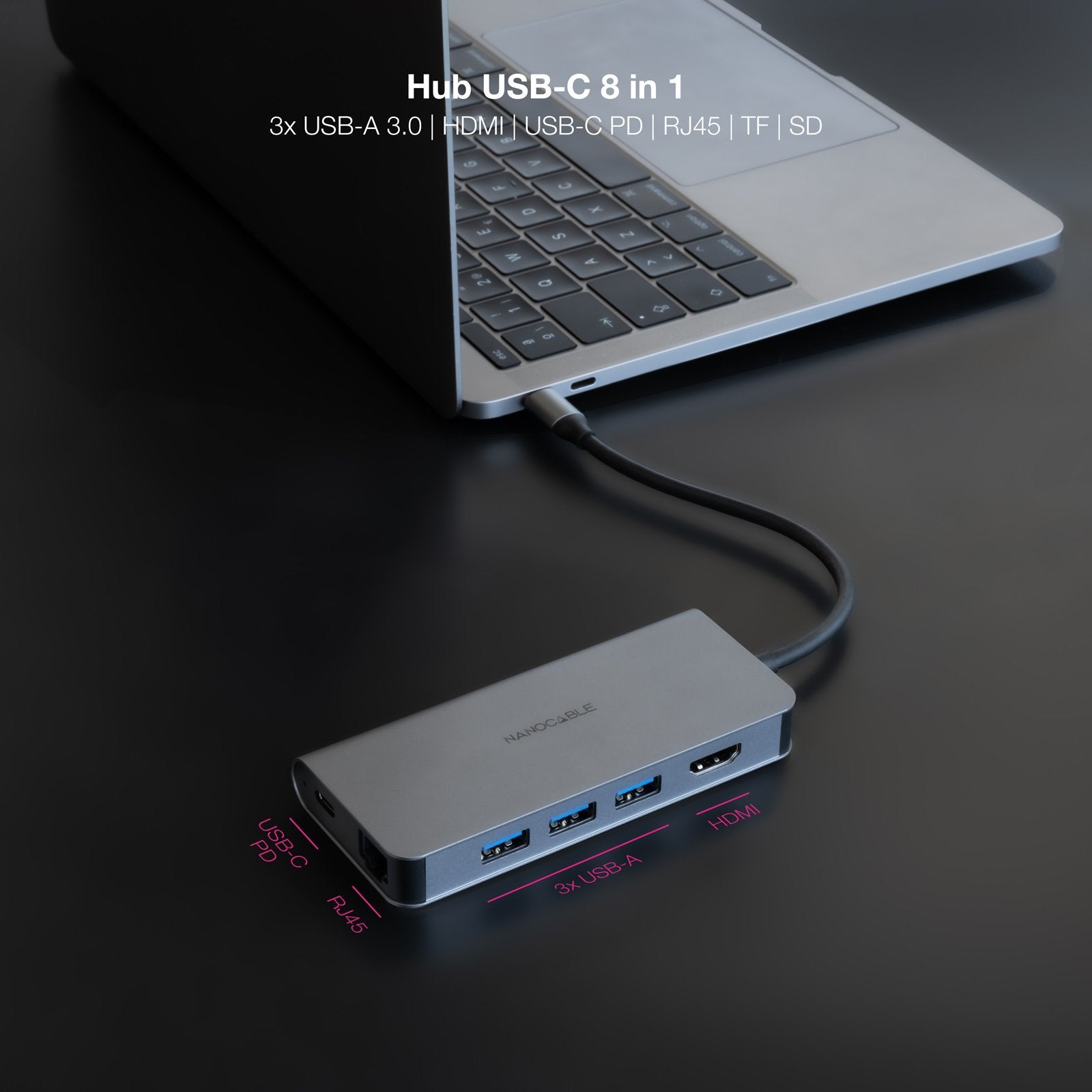 EAN 8433281015562 - Nanocable 10.16.4609 base para portátil y replicador de puertos Alámbrico USB 3.2 Gen 1 (3.1 Gen 1) Type- imagen 3