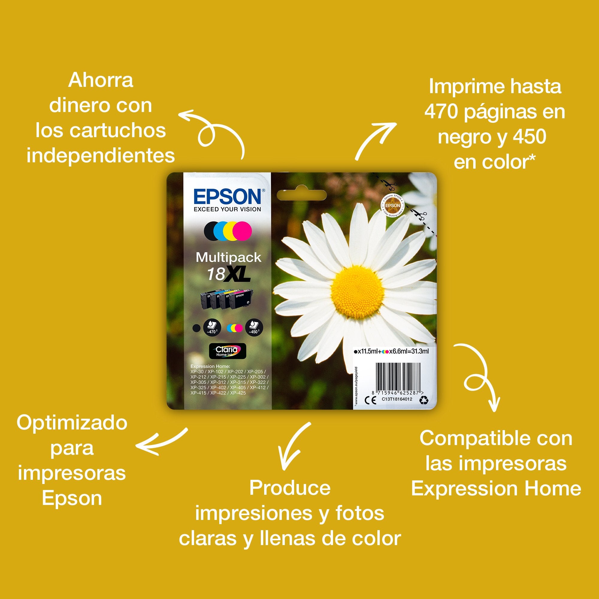 EAN 8715946625157 - Epson Daisy C13T18034022 cartucho de tinta 1 pieza(s) Original Rendimiento estándar imagen 5