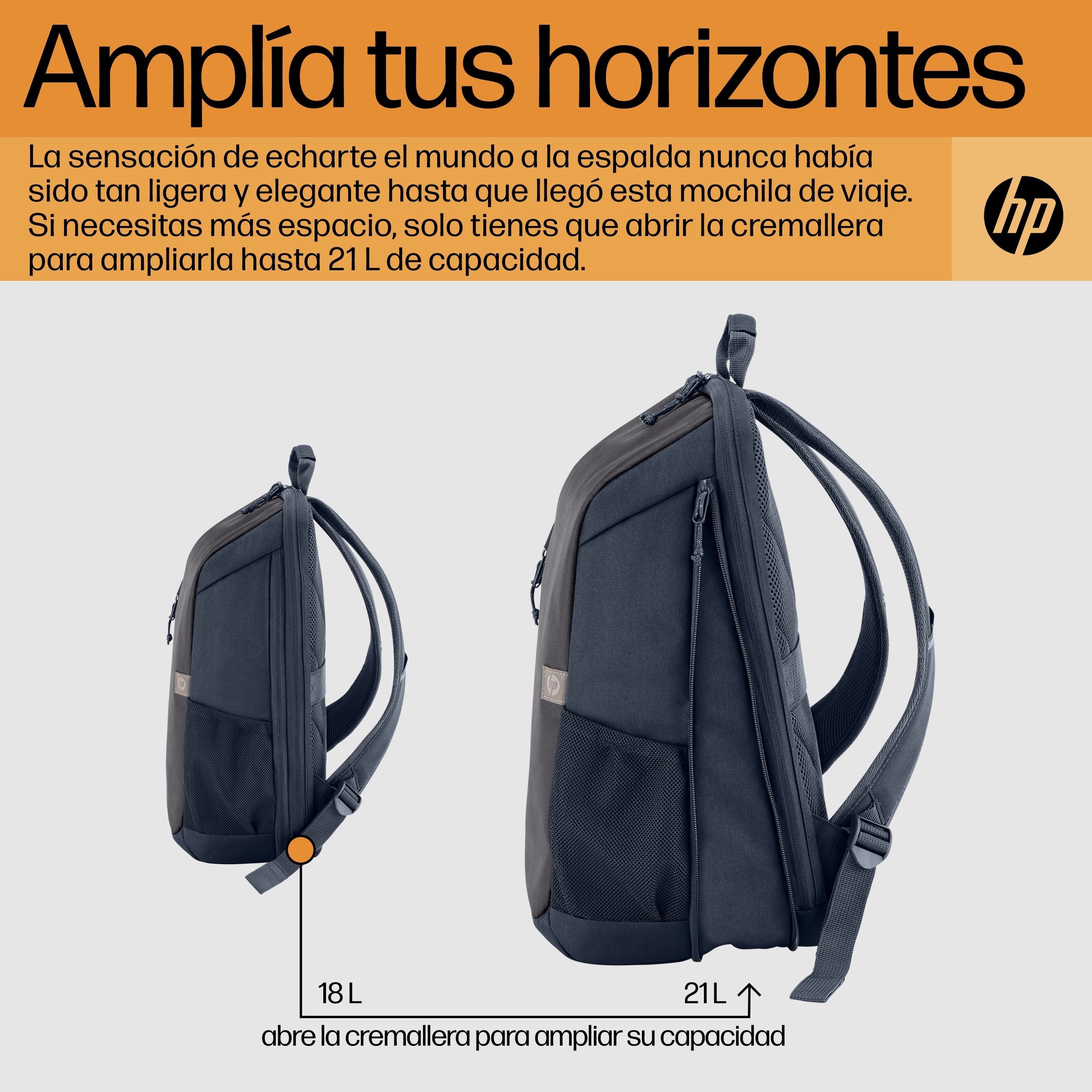 Hp Mochila Para Portátil Travel De 15,6 Pulgadas Y 18 Litros, Color Gris