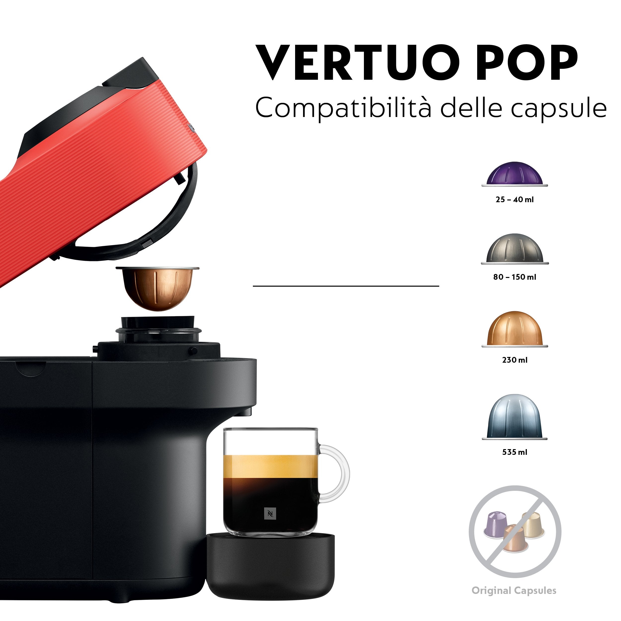 Krups Nespresso Vertuo Pop Spicy Red Xn9205, Máquina De Cápsulas