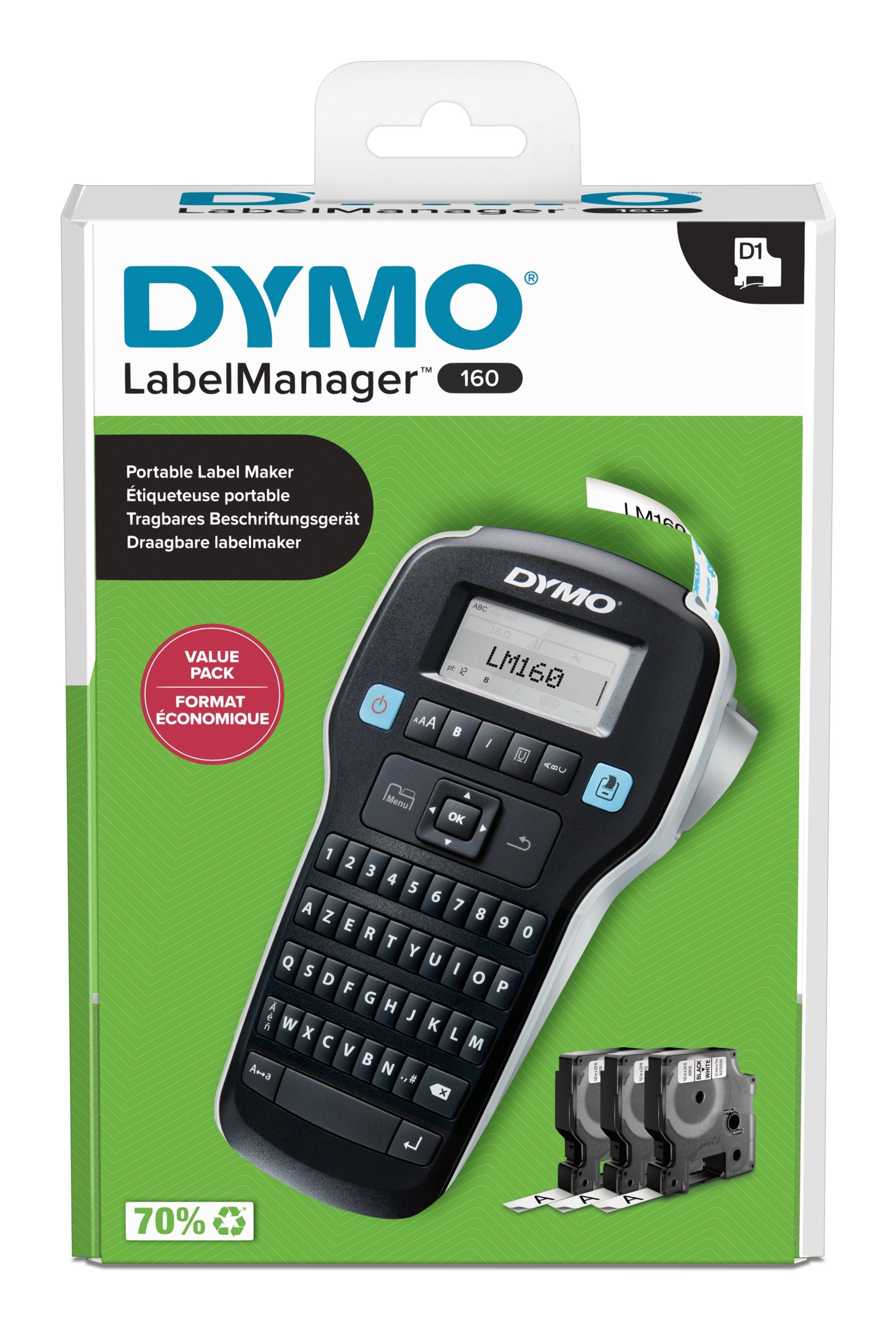 Dymo Dispositivo De Etiquetado 2180810 / Labelmanager 160 Vp Multipack Negro/Plata