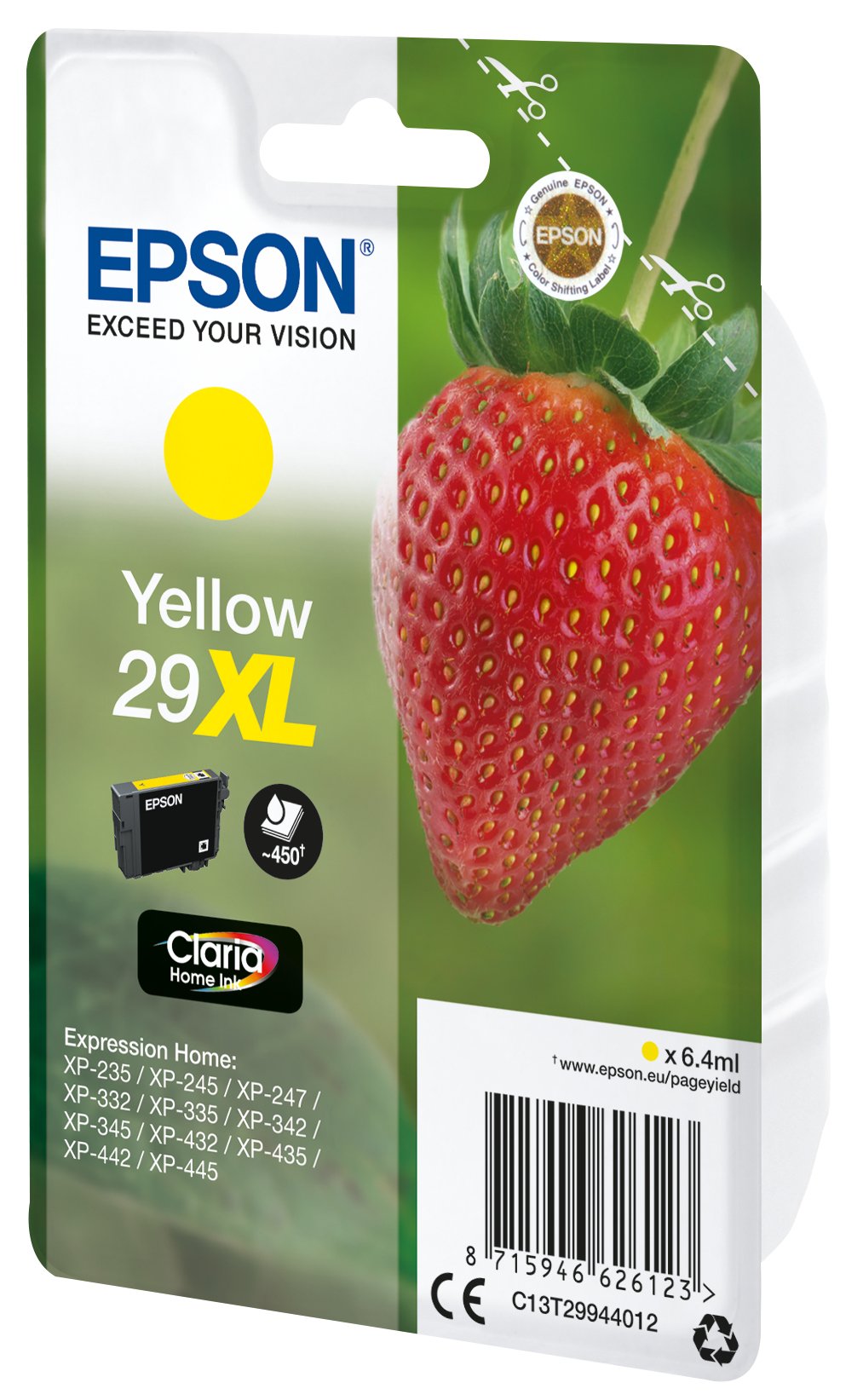 EAN 4058154159613 - Epson Strawberry C13T29944012 cartucho de tinta 1 pieza(s) Original Alto rendimiento (XL) Amarillo imagen 1