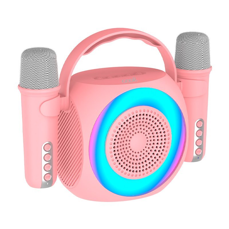 Cool Altavoz Bluetooth Universal Musica 6w Mini Karaoke Party + 2 Microfonos Rosa