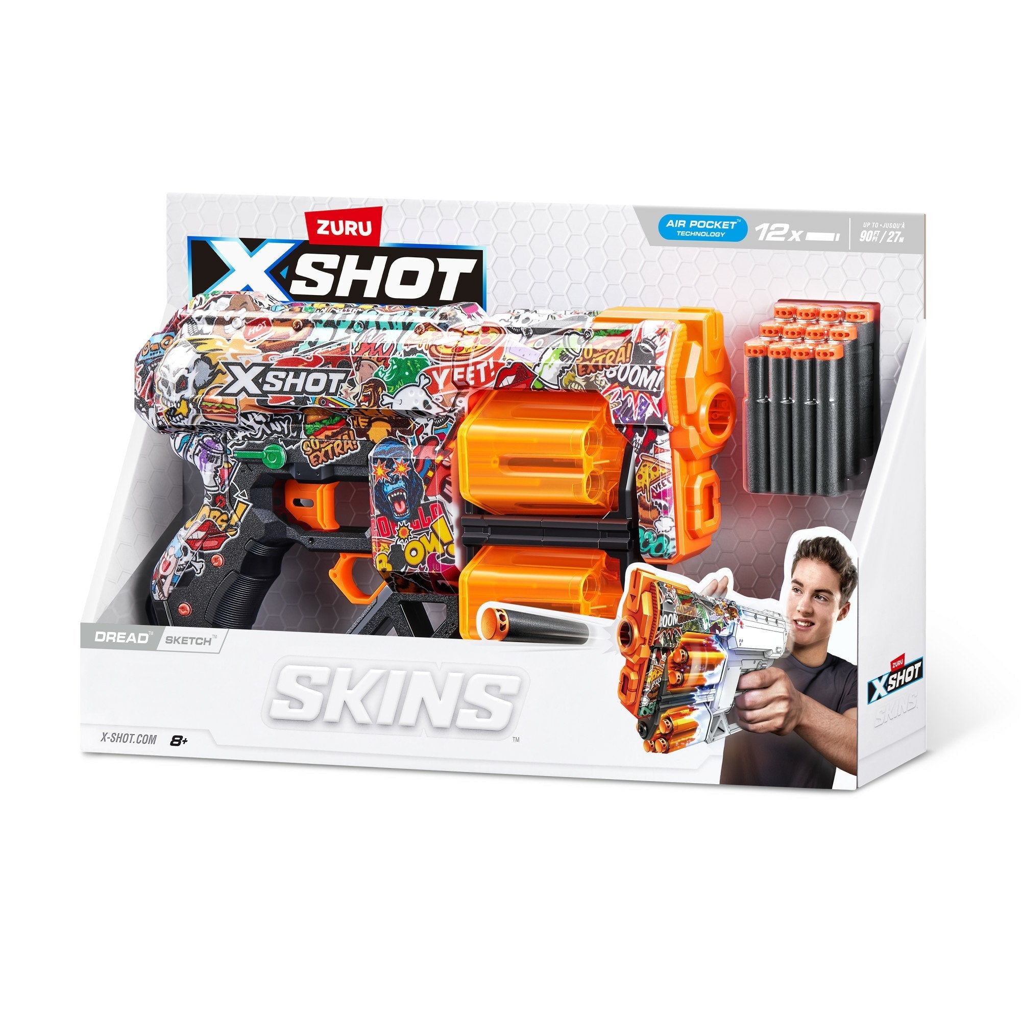 Lanzador Zuru X-Shot Skins - Dread Sketch, Dart Blaster 36517h