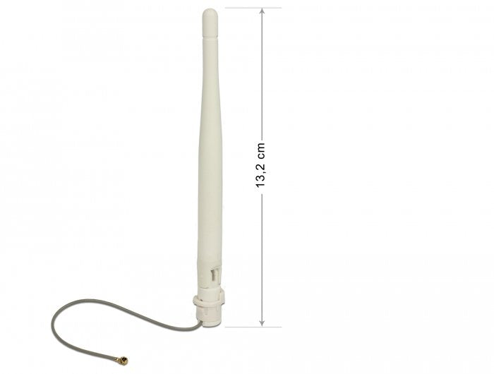 Delock 89619 Wlan 802.11 B/G/G/N Antena Macho I-Pex Inc., Mhf® I 3 Dbi Omnidireccional 1.13 12 Cm Flexible Clip Blanco