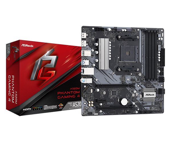 Placa Base A520m Phantom Gaming 4 Am4 Matxcpnt Snd+Gln+U3.2+M2 Sata 6gb/S Ddr4
