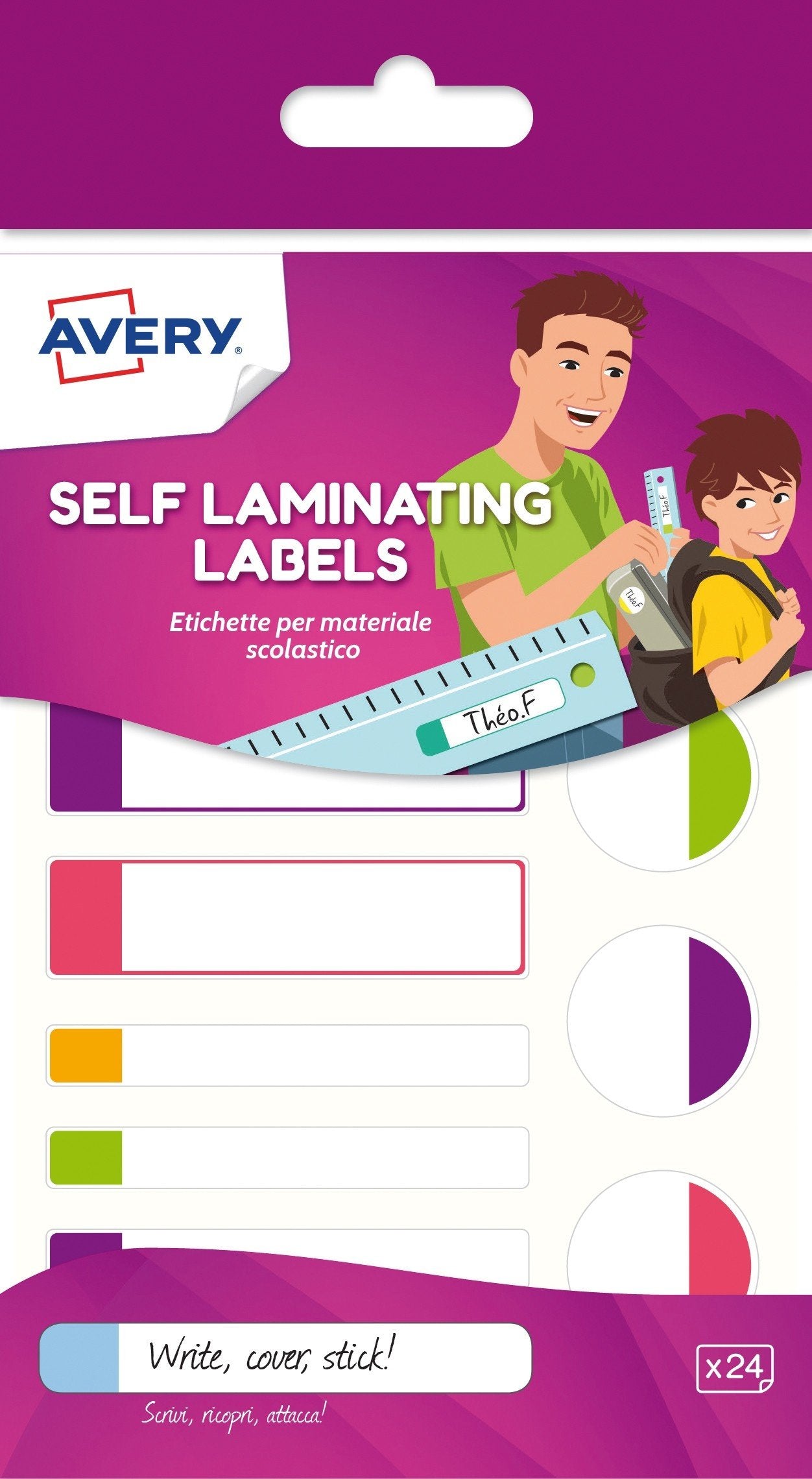 Avery Etiquetas Adhesivas Para El Material Escolar 12 X 2h C/Fluorescentes