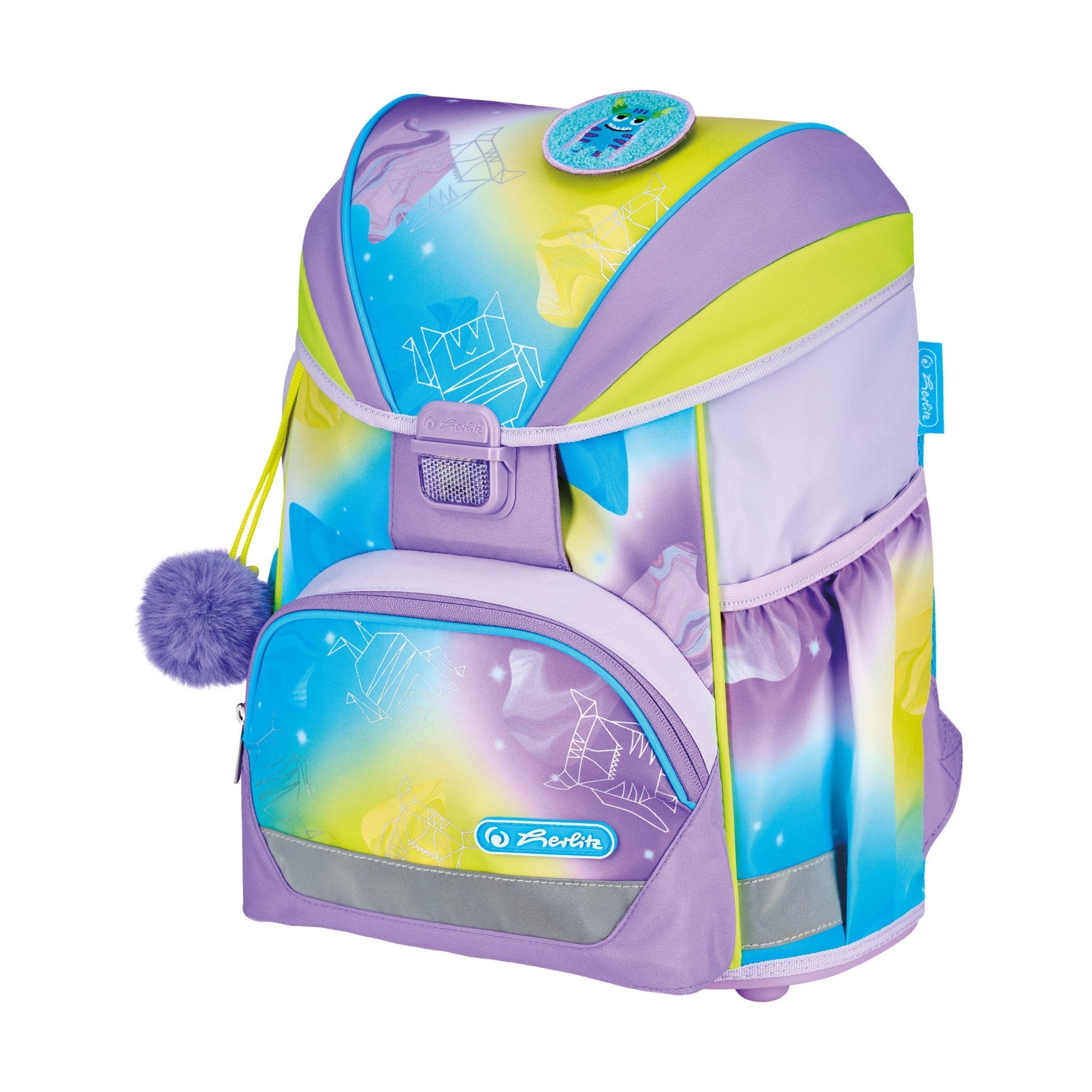 EAN 4008110396392 - Herlitz UltraLight XL Plus Little Monster juego de mochila escolar Chica Poliéster Azul, Lila, Amarillo imagen 3