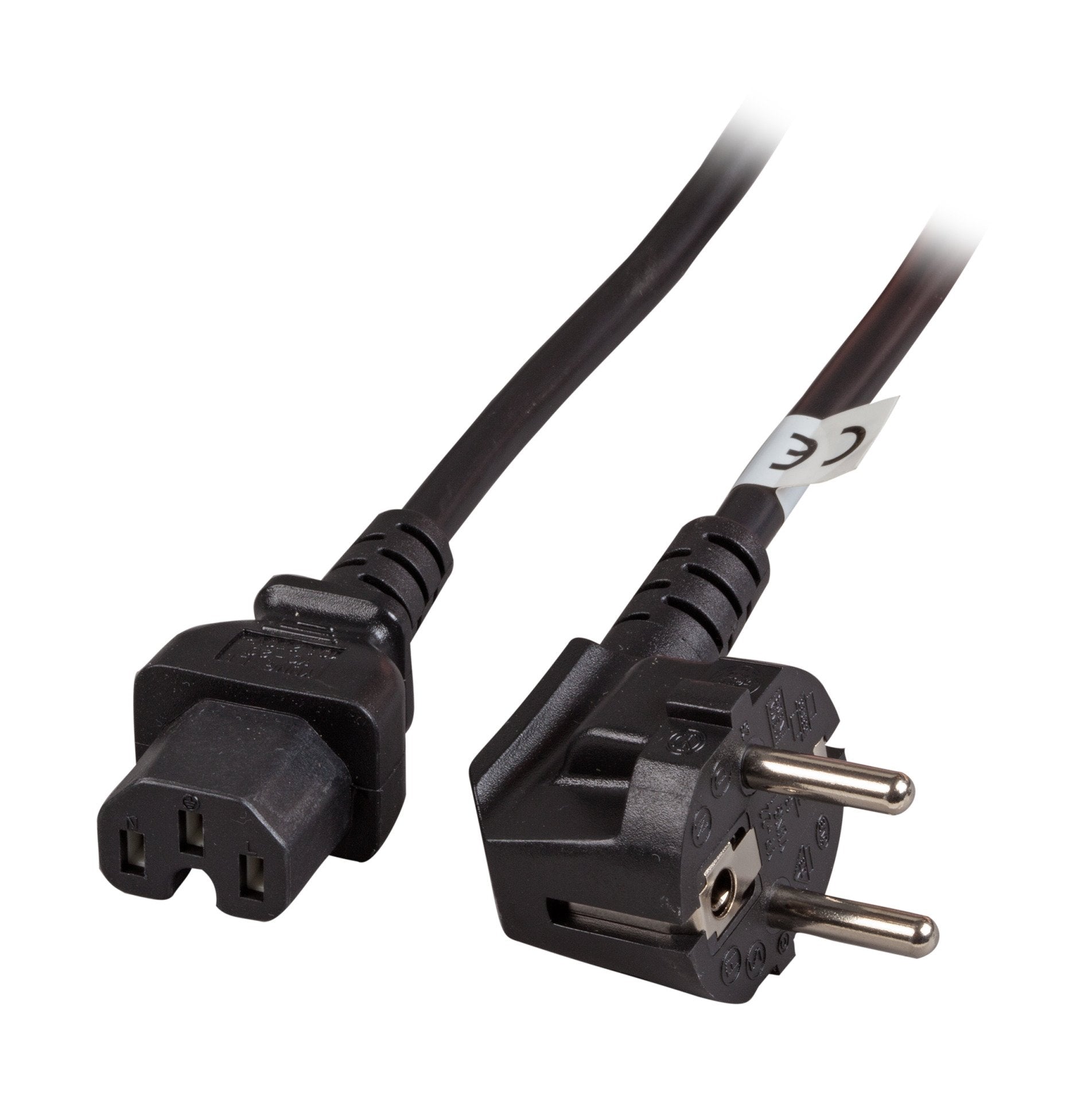 Netzcable 230v Schutzkontakt Cee7(Mecker)->Warmgeräte Iec-C15(Hchse), 3m,Negro