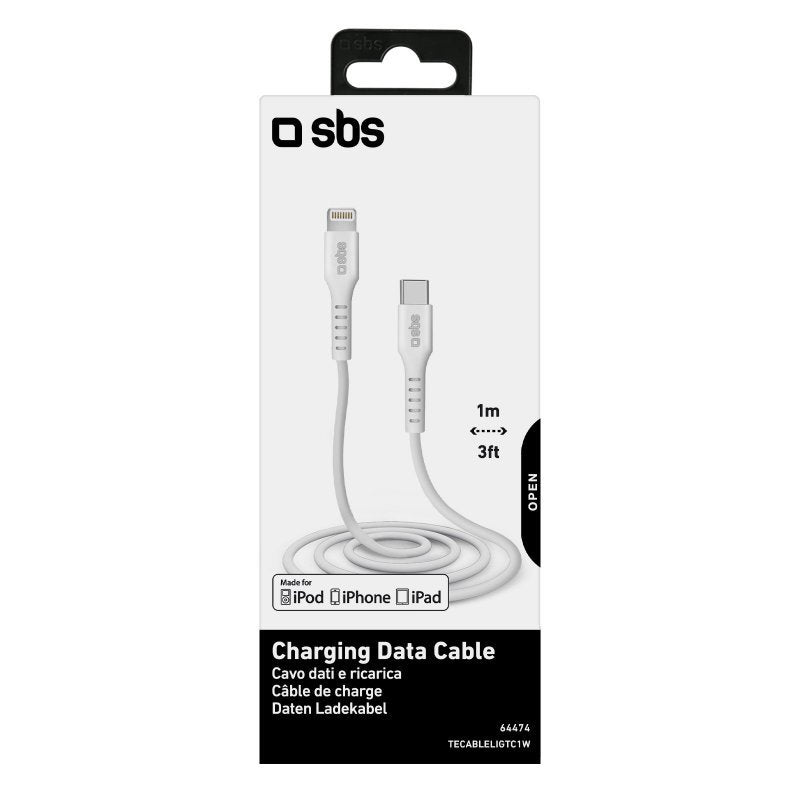 Cable Usb Sbs Lightning A Tipo C 1m Blanco