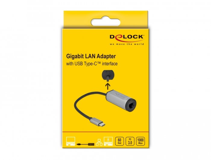 Delock Adaptador Usb-C > Gigabit Lan Rj45 15cm