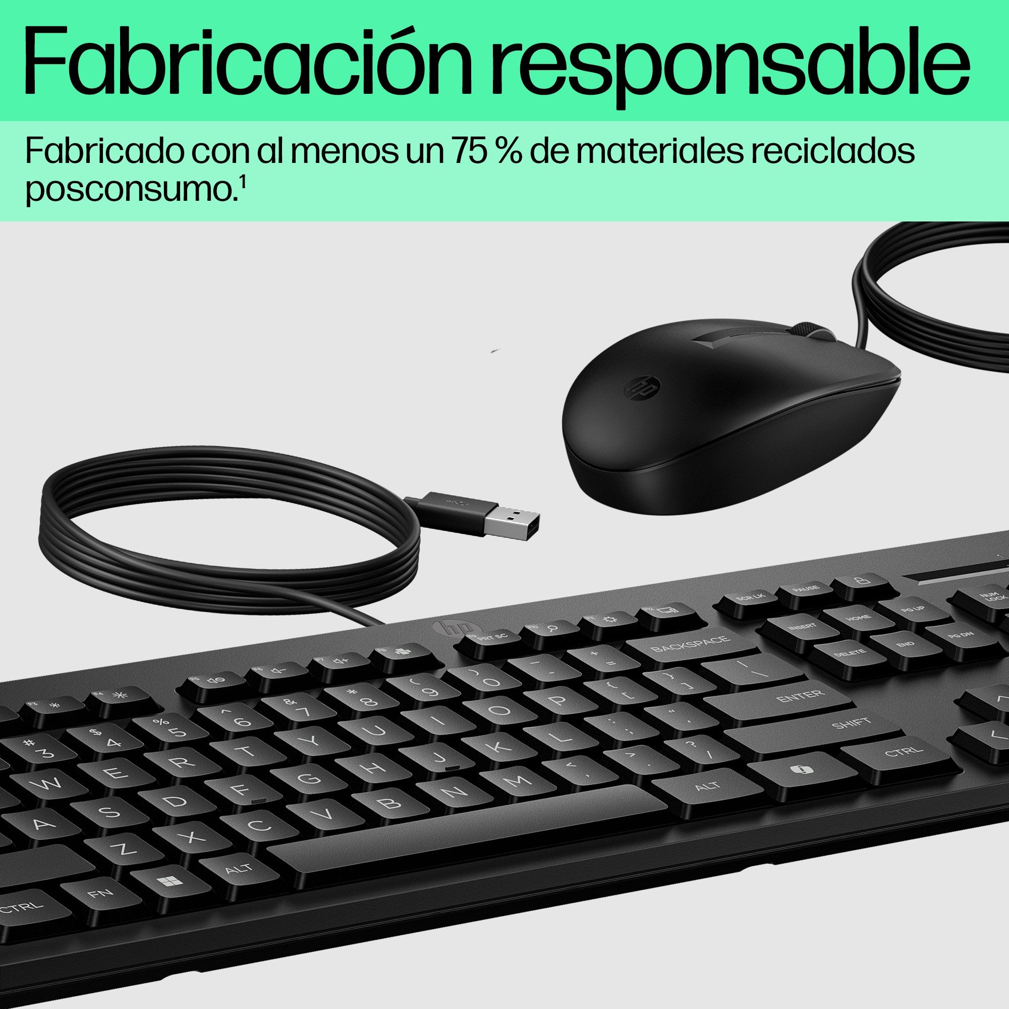 EAN 0198701790884 - HP 225 Wired Mouse and Keyboard Combo G2 teclado Ratón incluido Oficina USB Negro imagen 9