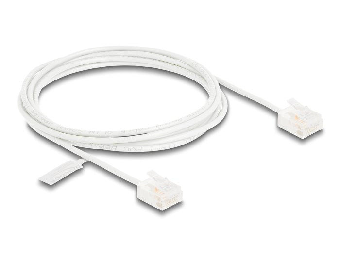 Delock Rj45 Cable De Red Cat.6 Utp Ultra Slim 2 M Blanco Con Kurzen Machon