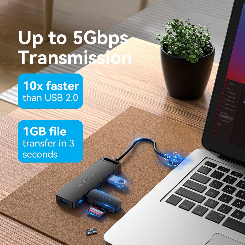 EAN 6922794746633 - Vention CHLBD hub de interfaz USB 3.2 Gen 1 (3.1 Gen 1) Type-A 5000 Mbit/s Negro imagen 15