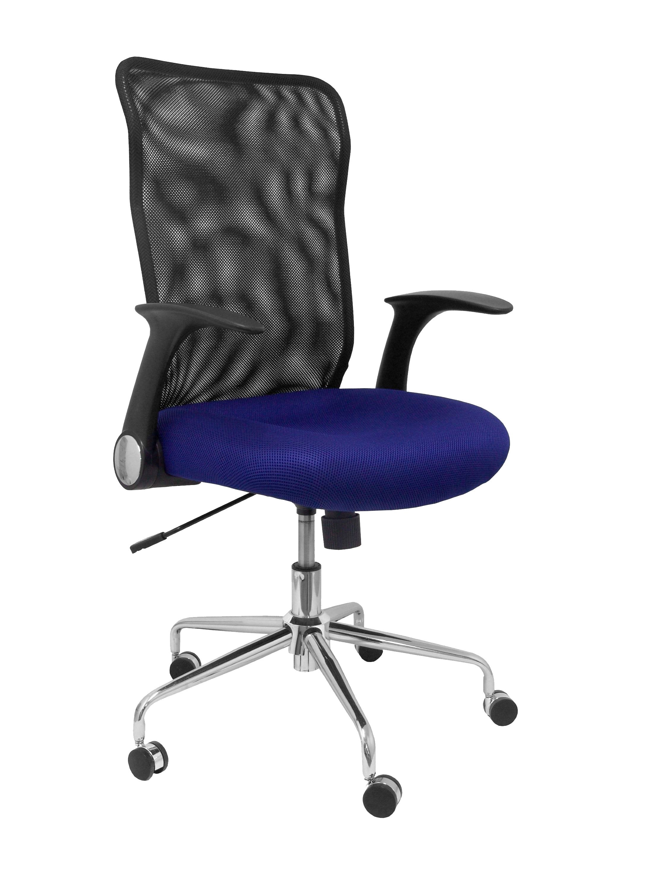 Silla Minaya Respaldo Malla Negro Asiento 3d Azul