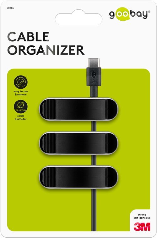 EAN 4040849706851 - Goobay 70685 organizador de cables Escritorio/pared Clip para cable Negro 3 pieza(s) imagen 6