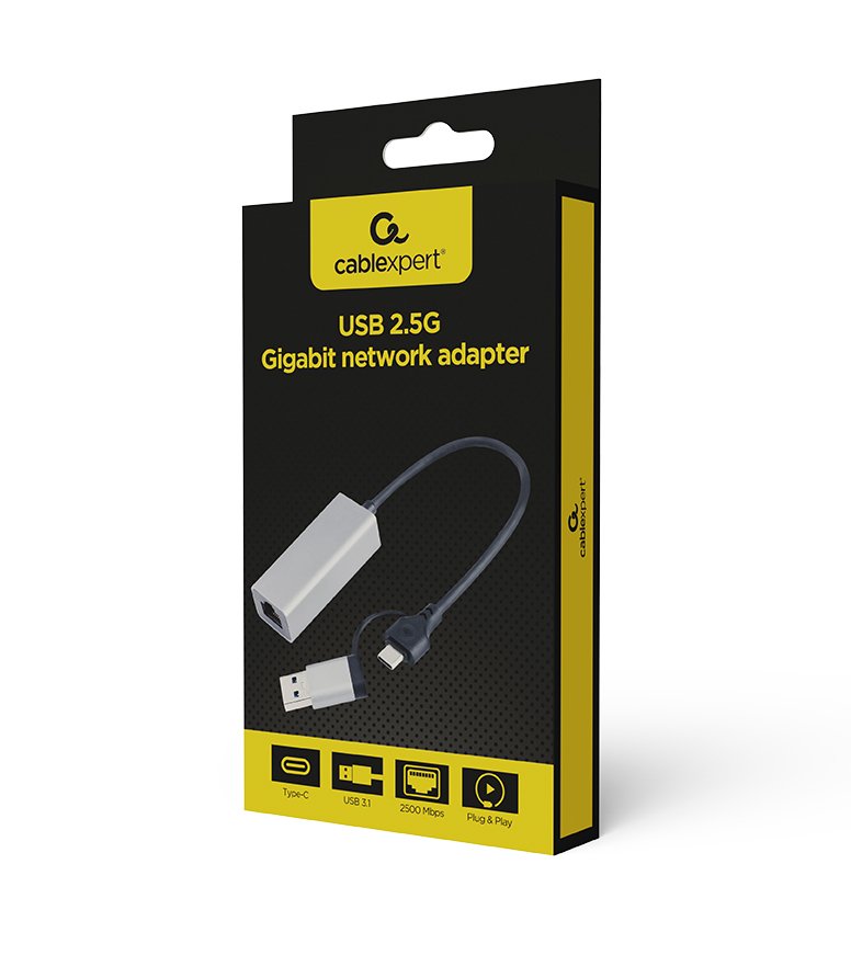 EAN 8716309130424 - Gembird A-USB3AC-LAN2G-01 adaptador de red PowerLine 2500 Mbit/s Ethernet Negro, Gris 1 pieza(s) imagen 1