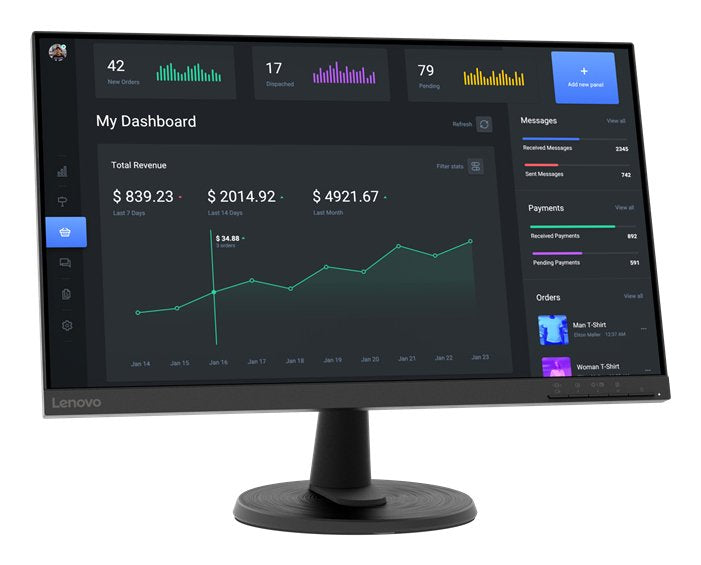 Monitor Lenovo D24-40 24" Fullhd Va, 75hz, 4ms, Hdmi, Vga Freesync Negro