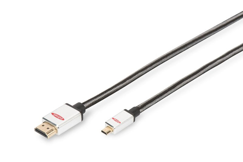 EAN 4054007844897 - Ednet 84489 cable HDMI 2 m HDMI tipo D (Micro) HDMI tipo A (Estándar) Negro, Plata imagen 1