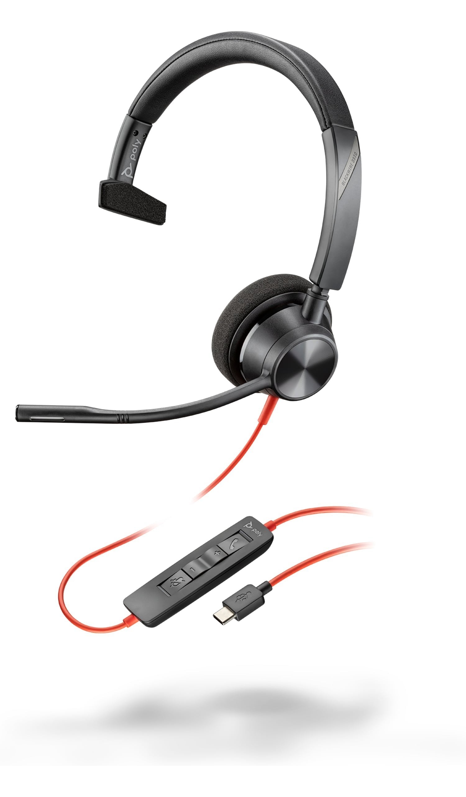 Auriculares Monoaurales Poly Blackwire 3310 Usb-C + Adaptador Usb-C/A