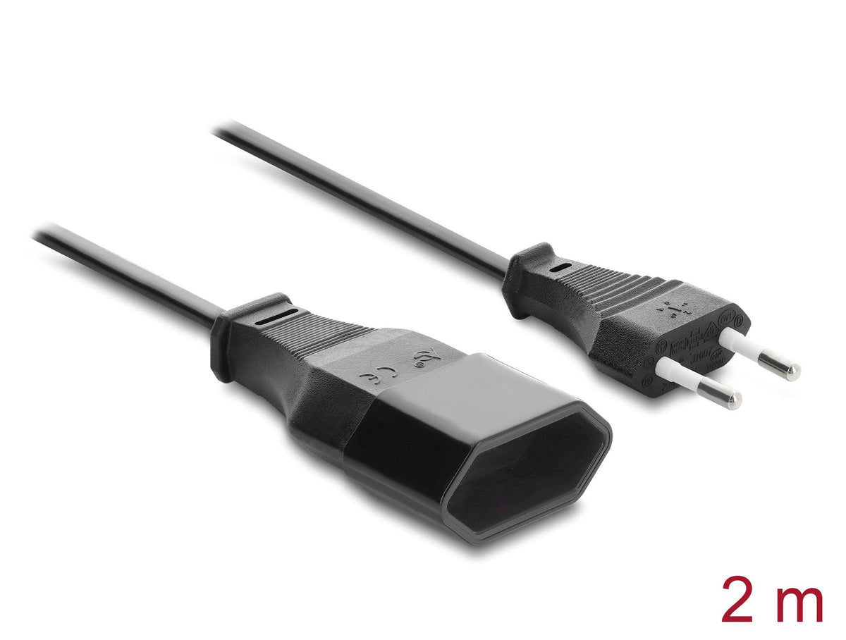 Delock Clavija Europea Extensión Cee7 16 Conector Macho A Hembra 2 X 0,75 Mm², 2 M, Negro