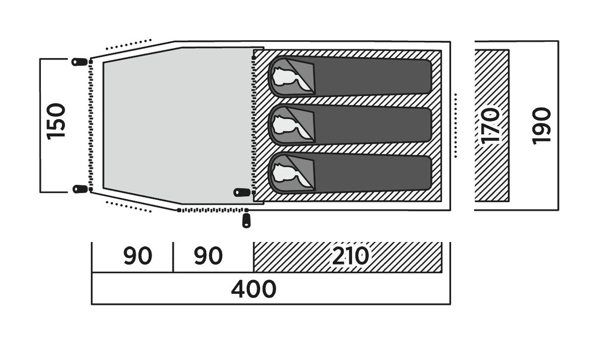 Tienda Túnel Easy Camp Hemsedal 3 Verde Oliva, Modelo 2025 120474