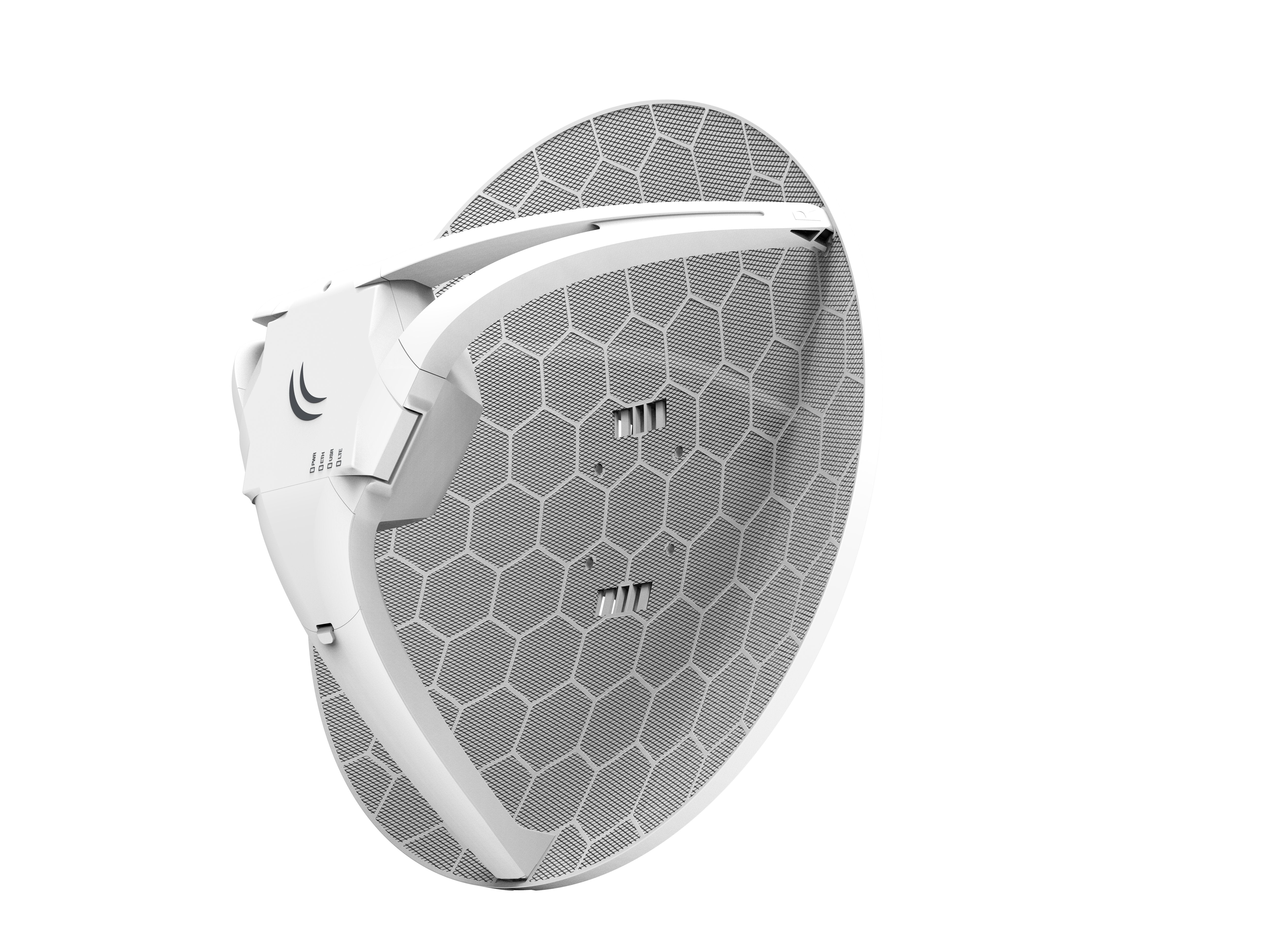 Mikrotik Rblhgr&Amp R11e-Lte6 (Lhg Lte6 Kit) Con Antena Direccional Lte De 17dbi 25 Grados, Cpu De 650mhz, 64mb De Ram, 1xlan 10/100
