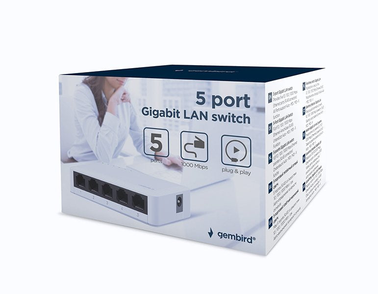 EAN 8716309122375 - Gembird NSW-G5-01 switch No administrado Gigabit Ethernet (10/100/1000) Blanco imagen 3