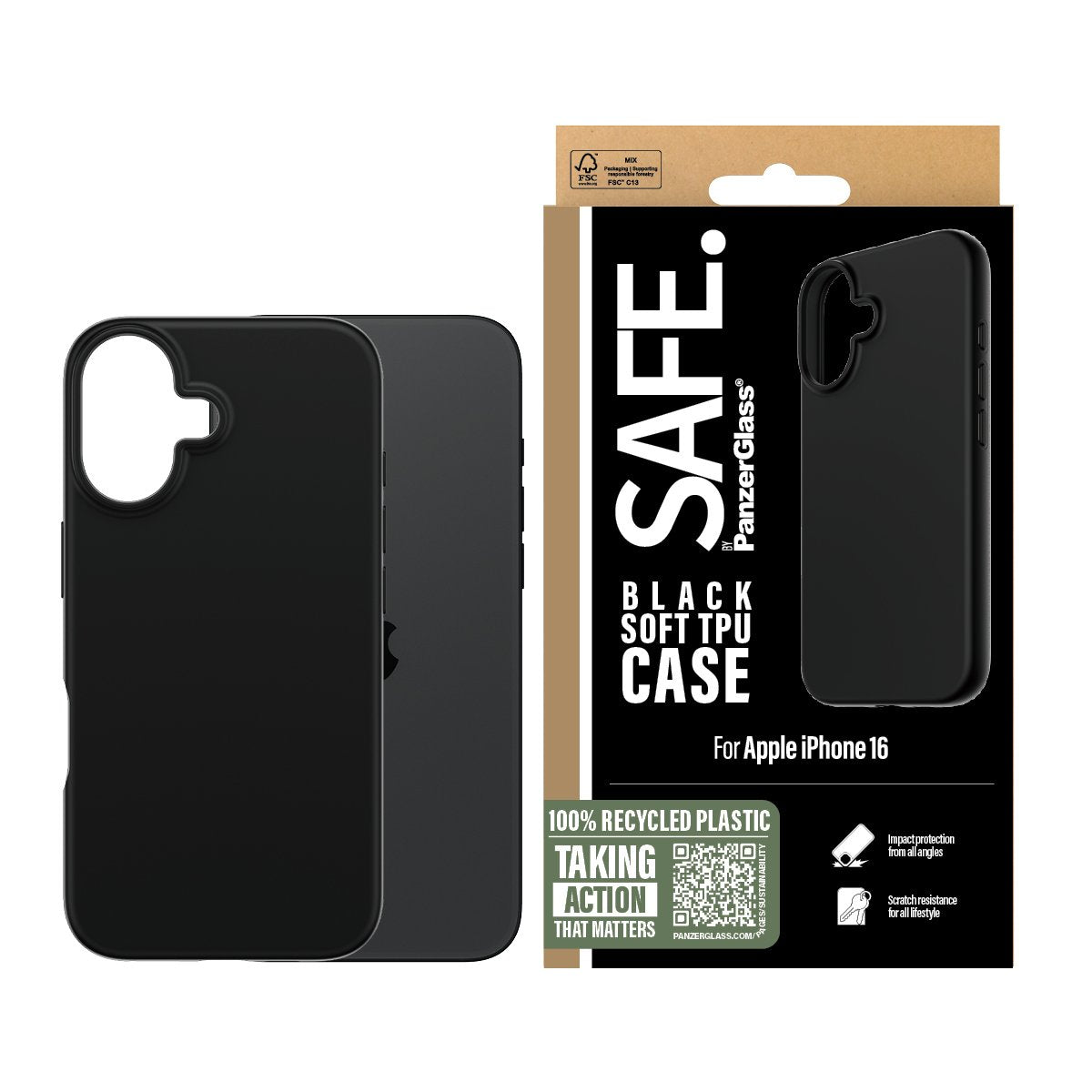 EAN 5715685003349 - PanzerGlass SAFE. by ® TPU Case Black iPhone 16 funda para teléfono móvil Negro imagen 2