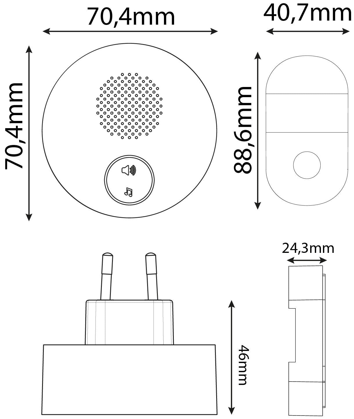 Entac Türklingel Ac Plug-In Kinetisch Schalter Ip44 Sender