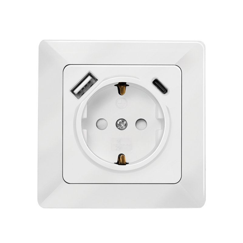 Toma De Pared 1 Base De Enchufe Schuko Y 1 Usb-A 1 Usb-C Pd Blanco Logilink