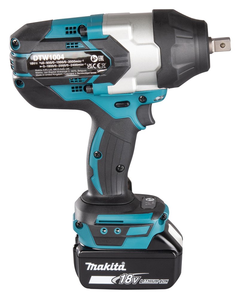 EAN 0197050001009 - Makita DTW1004Z atornilladora de impacto con batería 1/2" 2200 RPM 1050 Nm Negro, Turquesa 18 V imagen 6