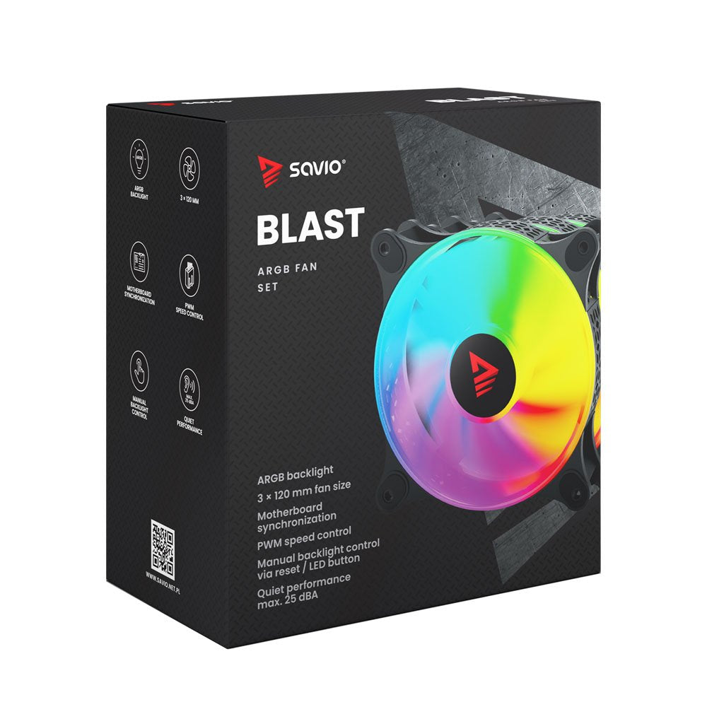 EAN 5901986048534 - Savio BLAST FAN SET sistema de refrigeración para ordenador Carcasa del ordenador Ventilador 12 cm Negro imagen 8