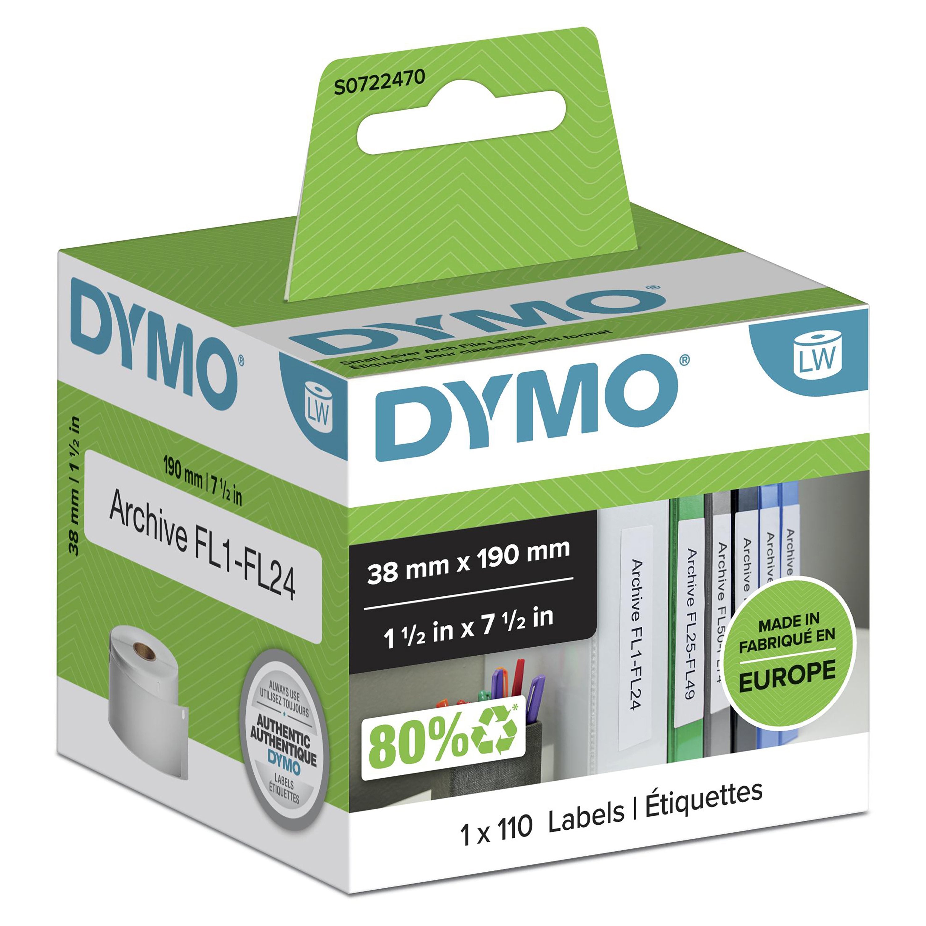 EAN 5411313990189 - DYMO LW - Small Lever Arch File Labels - 38 x 190 mm - S0722470 Blanco Etiqueta para impresora autoadhesi imagen 1
