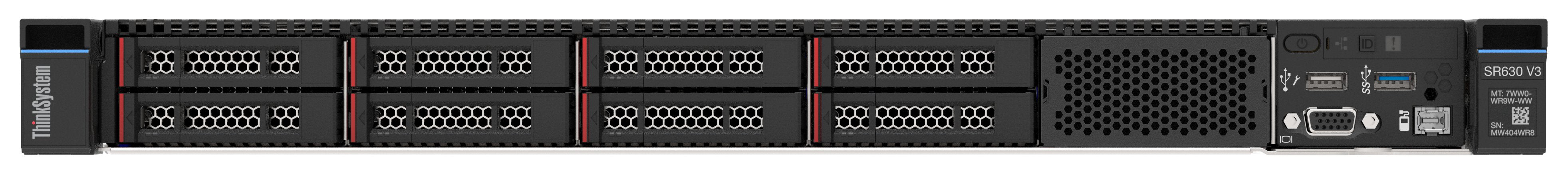 Servidor Lenovo Thinksystem Sr630 V3 7d73 Se Puede Montar En Bastidor 1u 2 Vías 1 X Xeon Silver 4514y / Hasta 3.4 Ghz Ram 32 Gb Sas Hot-Swap 2.5" Bahía(S) Sin Disco Duro Ast2600 Sin So Monitor: Ninguno